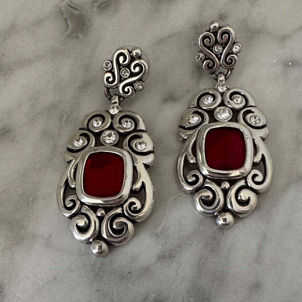 Brighton Silver and Red Earrings